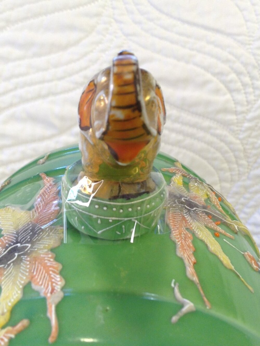 VTG 1920's Kutani Moriyama Green Sake/Liquor w/Stopper Collectble RARE ALL Orig - Picture 3 of 10